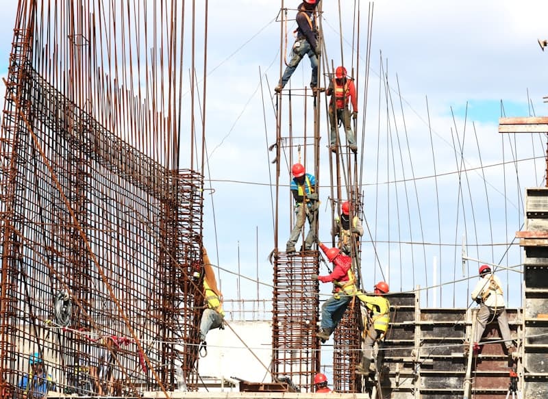 Site engineers working on a reinforced structure