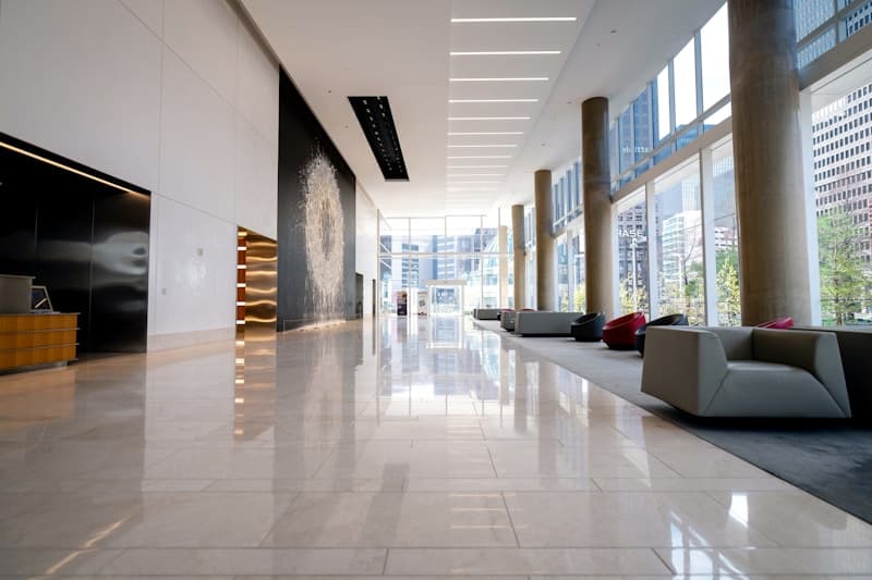 Completed modern building lobby interior