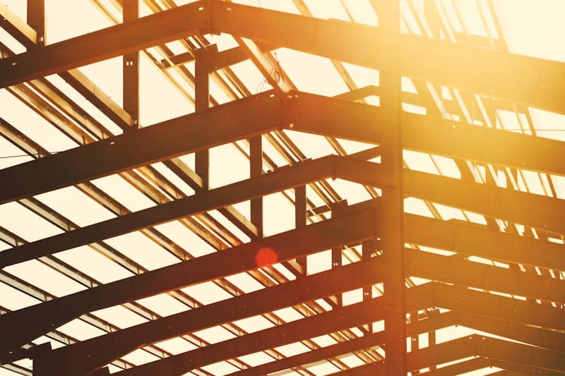 Structural steel framing of a building